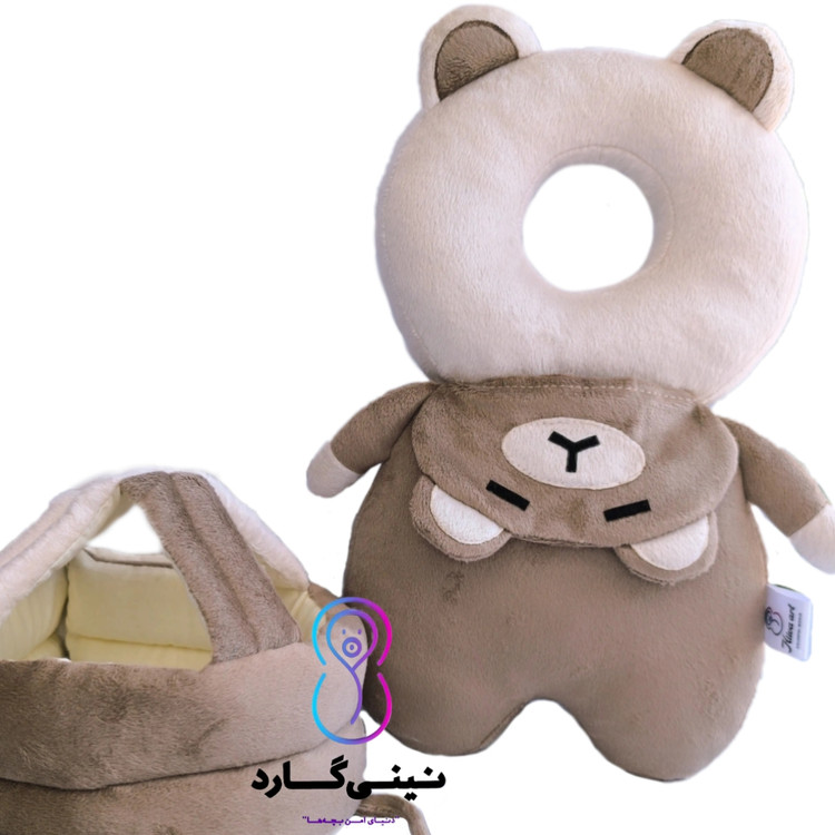 محافظ سر کودک مدل خرسی کلاه محافظ سر نوزاد ایمنی کامل دور سر